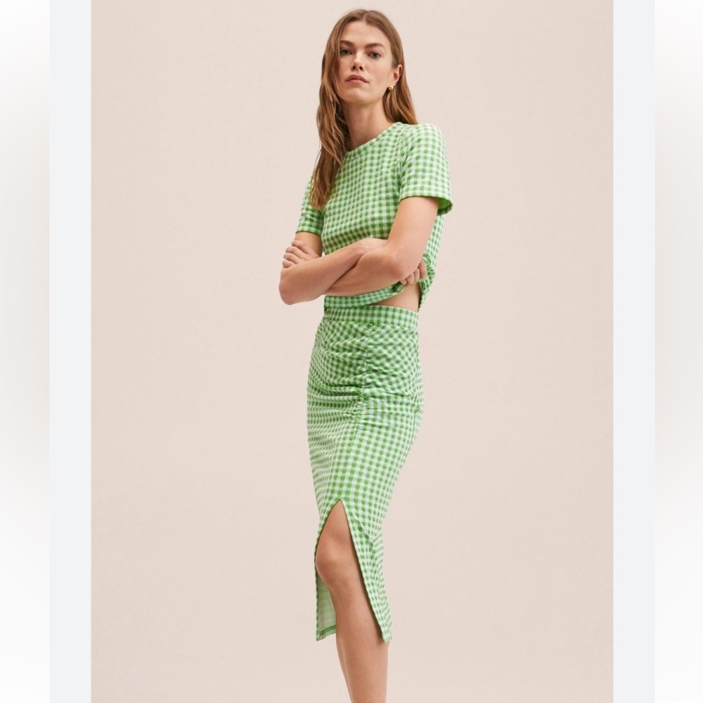 Mango Gingham Top & Skirt Set Size Small